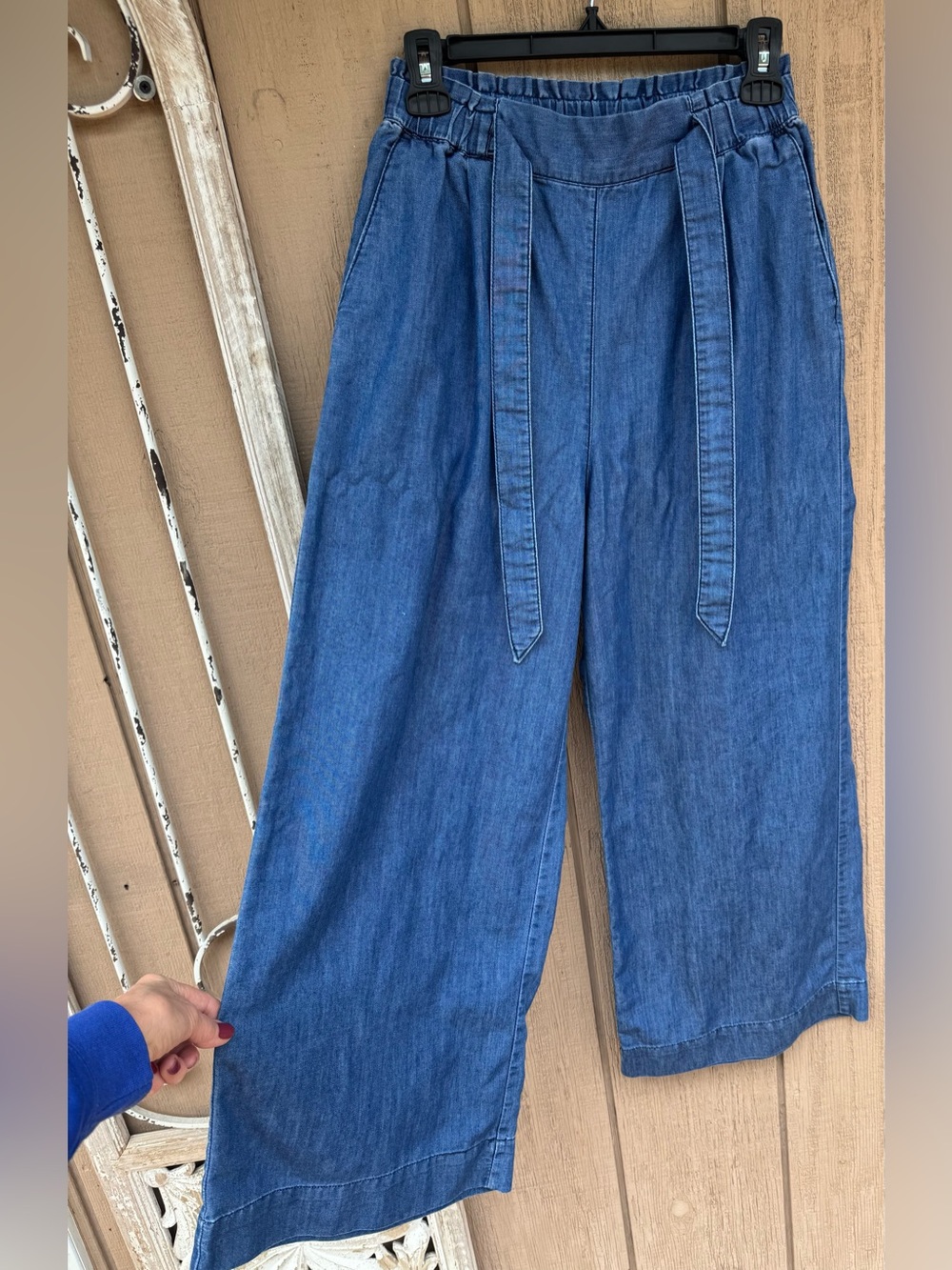 H&M Blue Wide-Leg boho crop pants 4